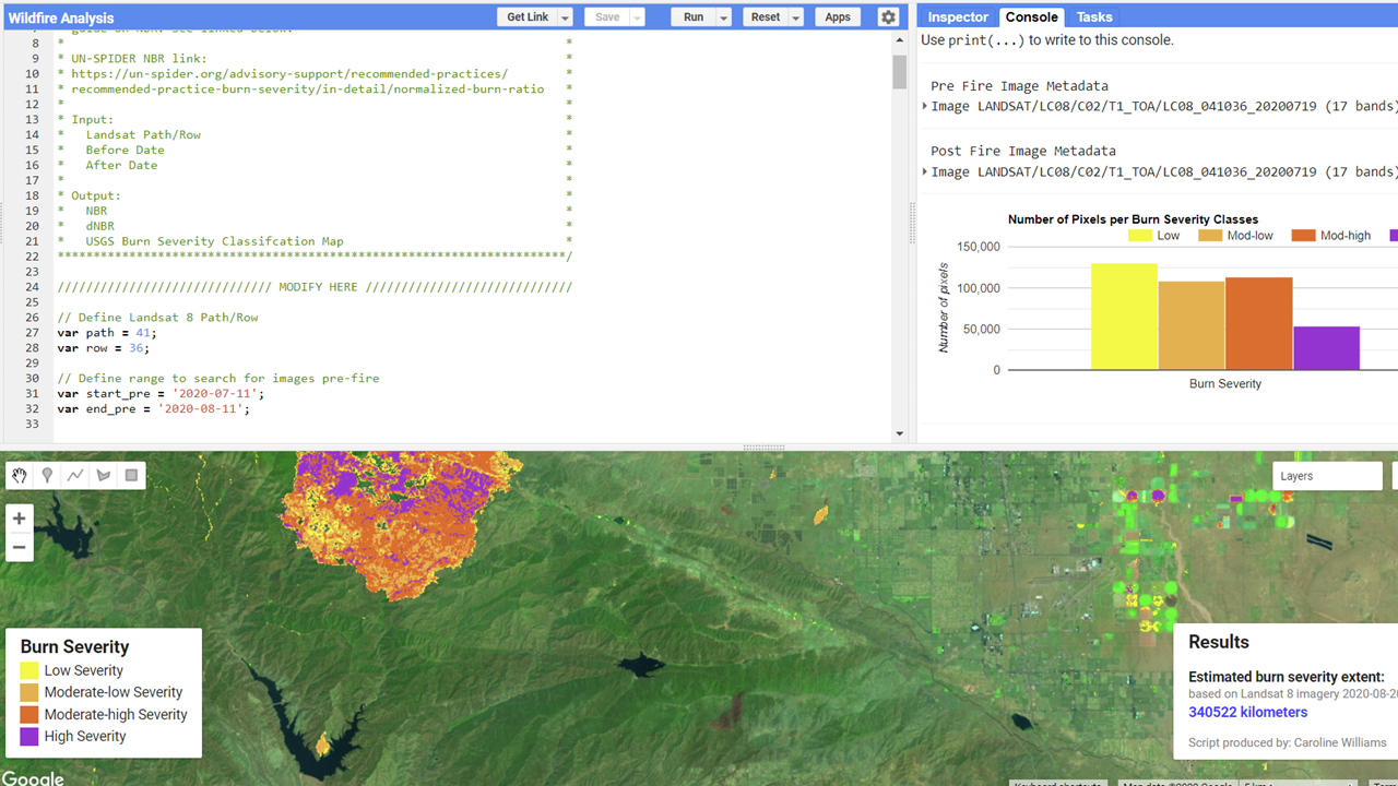 Mapping Burn Scars using Google Earth Engine JavaScript API